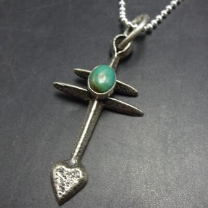 COLGANTE Cruz Pueblo DAN DODSON Tufa Plata Esterlina Fundida TURQUESA con CORAZÓN - Imagen 1 de 21
