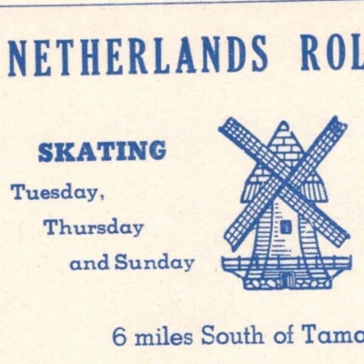 1950s Netherlands Roller Skating Rink Sticker Label Tamaqua Jack Ellen Kress PA - Image 1 of 3