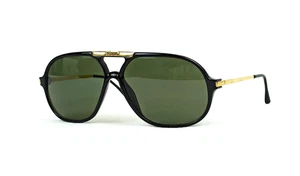 RARE PERSOL RATTI SUNGLASSES VINTAGE BLACKFRAME ITALY 1970s PILOT MEN - Picture 1 of 19
