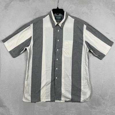 Gitman Bros Shirt Mens Large Gray White Striped Linen Blend Button Up USA Made - Image 1 of 4