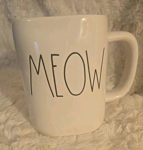Tazza ceramica bianca Rae Dunn "MEOW" tazza nome caffè tè gatto gattino 16 oz caffè - Foto 1 di 5