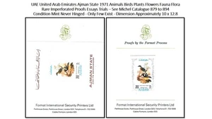 UAE United Arab Emirates Ajman 1971 Birds Flowers Fauna Flora - Rare Proof MNH - Picture 1 of 3