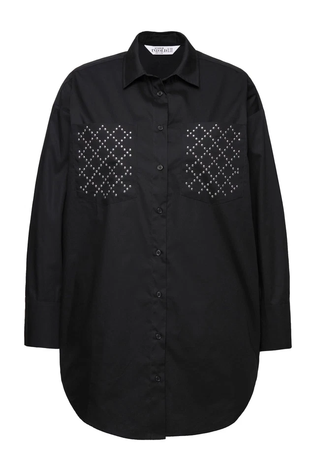 Studio Untold Damen große Größen Hemdbluse oversized Ziernieten Taschen 835261