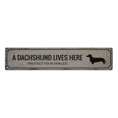 Funny Dachshund Rustic Distressed Sign, Personalized Wood Sign - Image 1 of 2