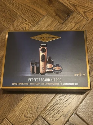 Gillette King C. Men's Perfect Beard Kit Pro With Electric Precision Trimmer..