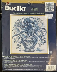 Kit Punto de Cruz Bucilla Cuadros Azul Trabajo Floral Contado 42741 Nuevo 2000 - Imagen 1 de 2