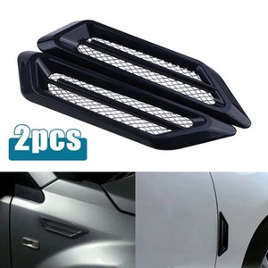 2pc Black Car Fender Side Hood Universal Decor Air Flow Vent Sticker Accessories - Foto 1 di 13