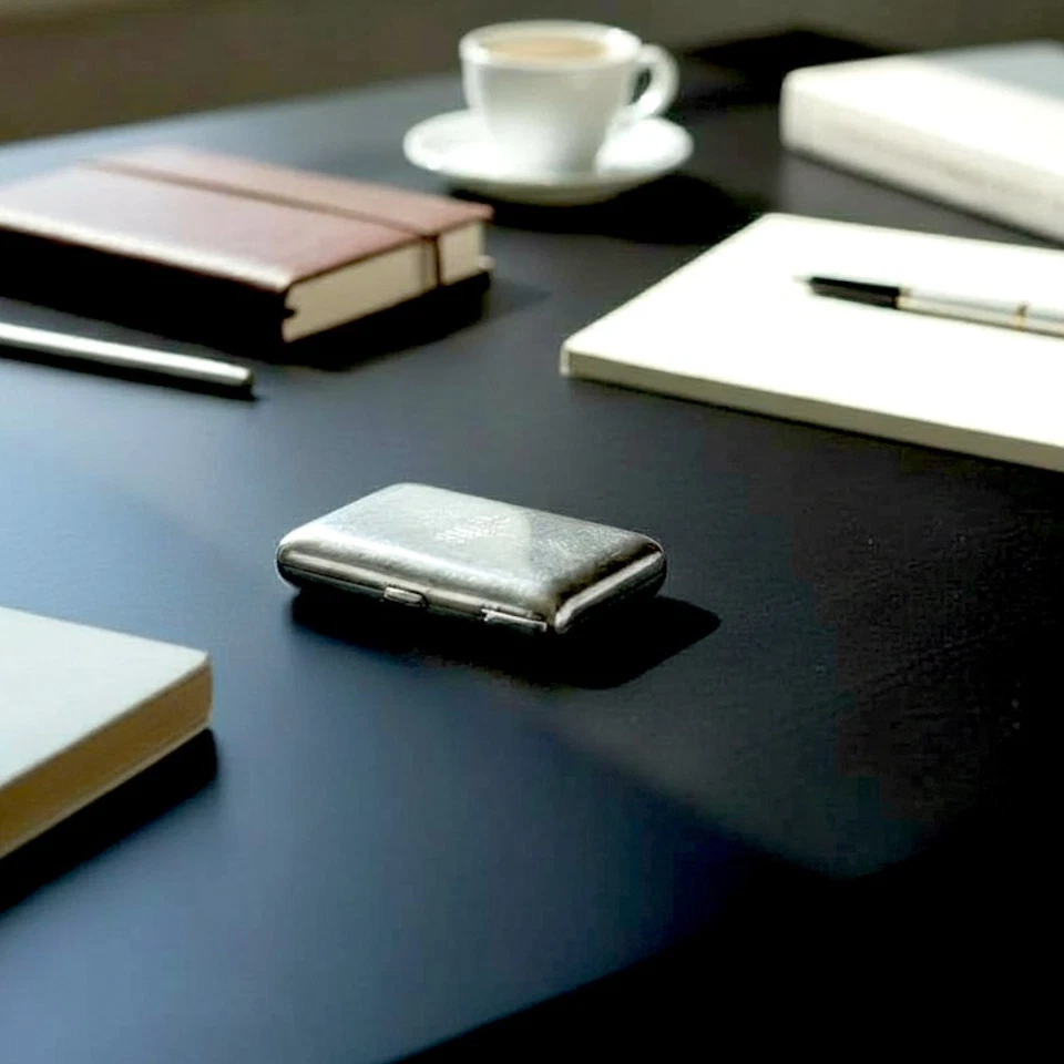 Estuche de cigarrillos de ley Heimburger sello mediados de siglo platero danés raro Foto 1 de 4