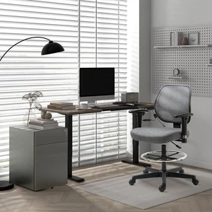 Ergonomic Drafting Chair Tall Office Stand Desk Chair with Foot Ring, Arm, Wheel - Picture 1 of 11