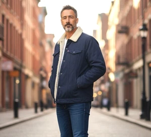 Levi's Men's Premium Multi Pocket Snap Up Sherpa Coach Trucker Jacket Size Med - Picture 1 of 14