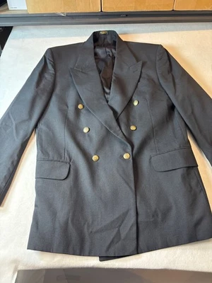 Oscar Da  la Renta Mens Double Breasted Blazer Gold Buttons Black  Tailored Fit Foto 1 de 4