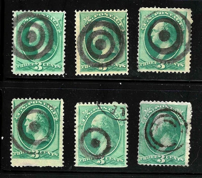 Target Fancy Cancels Collection 19th Century 3 Cent Washington Banknotes US 1A61 - Image 1 of 3