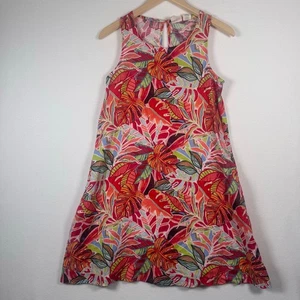 C&C California 100% Linen Floral Shift Dress XS Beach Tropical Coastal Island - Picture 1 of 6