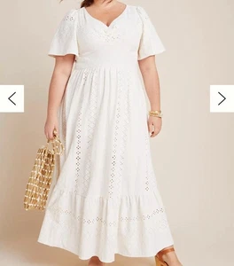Maeve Anthropologie Rochelle Eyelet Maxi Dress Women’s 1X Boho Cottage Wedding - Picture 1 of 17