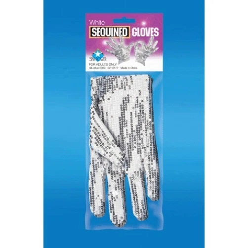 2 SILVER SEQUINED GLOVES MJ Michael Jackson Sequin Dance White Costume NEW Pair - Image 1 of 2