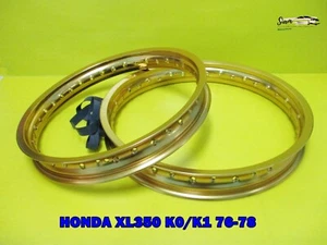 HONDA XL350 K0 K1 1976-1978   F & R ALUMINIUM GOLD WHEEL RIM SET  **si1253** - Picture 1 of 5