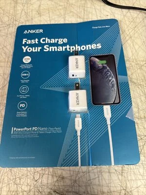 Paquete de 2 adaptadores de pared ANKER PowerPort PD Nano 20 vatios ultra compactos USB-C Foto 1 de 4