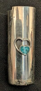 Accendino bic cuore resina turchese chip vintage custodia metallo - Foto 1 di 2