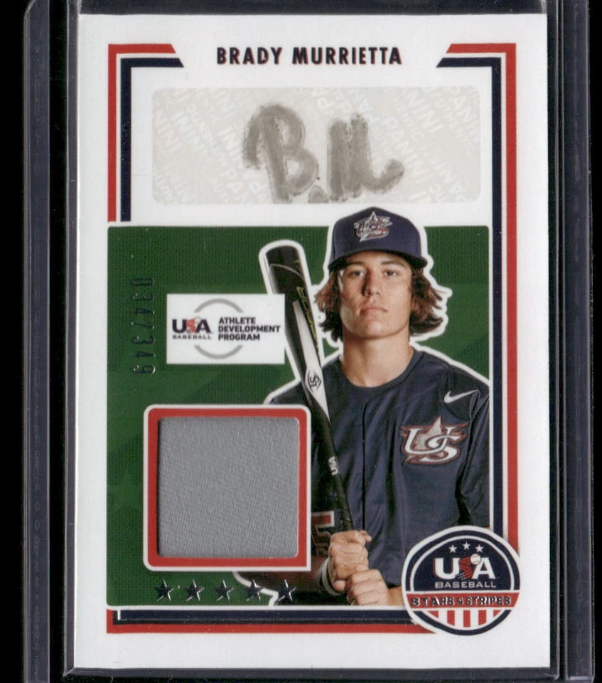 2022 Panini Stars & Stripes USA Baseball Brady Murrietta Jersey Signatures #/349 - Image 1 of 2