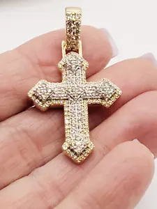 Cruz de oro amarillo de 10 quilates* con colgante de diamantes SI-I J de 1,25 quilates - Imagen 1 de 10