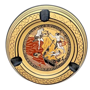 Posacenere greco vintage in argilla stampato arte ceramica fatto a mano in Grecia - Foto 1 di 4