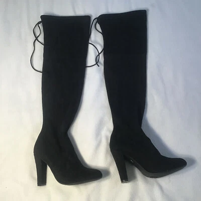 Steve Madden Over The Knee Black Suede Black Boots High Heel Boots Size 8M - Image 1 of 4