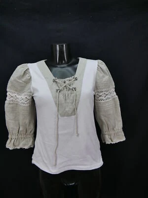 Gr.38 Trachtenbluse Bluse Landhaus C&A weiß Baumwolle Stretch Spitzen TB2801 - Bild 1 von 4