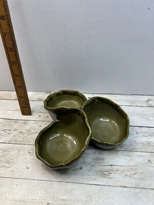 Cermaic grün Vintage 3 Ebenen Keramik Tablett Snack Schüssel Made in Italy kostenloser Versand - Bild 1 von 13