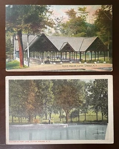 Clifton Springs Pierce Pavillon Sanatorium Park Lake New York Postkarte Lot NY - Bild 1 von 2