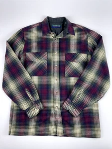Claybrooke Flannel Lined Casual Shirt Mens Medium Plaid Green Maroon Acrylic - Picture 1 of 7