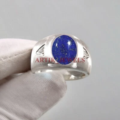Anello In Argento Sterling 925 Con Gemma Naturale In LAPIS LAZULI Per Uomo #4759 - Immagine 1 di 4