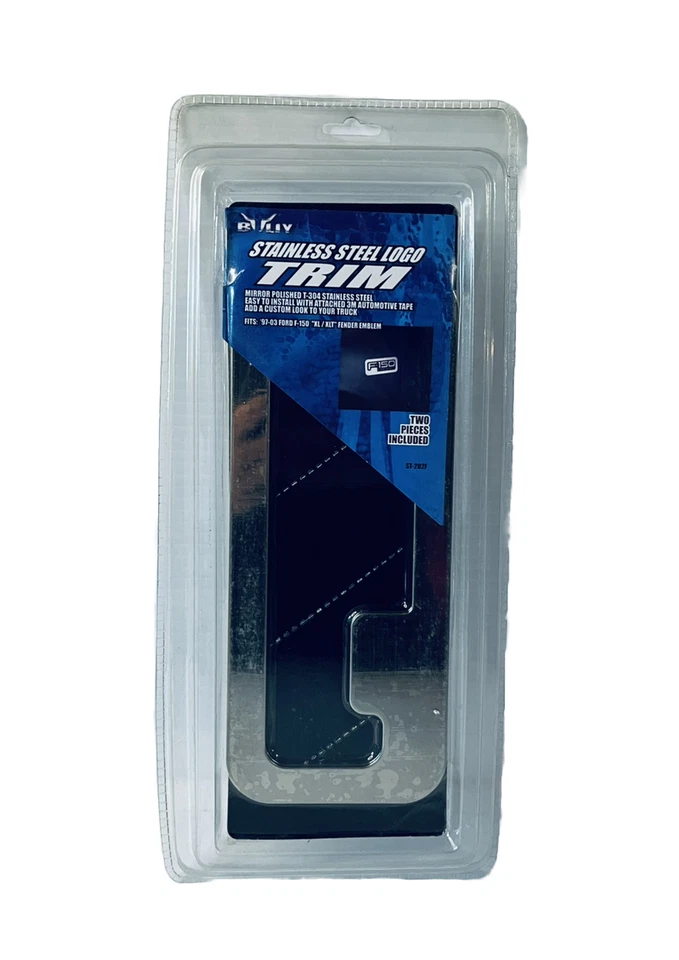 Paquete de 2 molduras con logotipo de acero inoxidable Bully ST-202F PARA 97-03 Ford F150 XL/XLT nuevas Foto 1 de 4