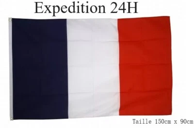 Drapeau France Étendard Français Bleu Blanc Rouge 150cm X 90cm avec œillets - Photo 1/4