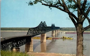 Vintage Postcard Mississippi River Train Auto Bridge Vicksburg MS Deep South  - Picture 1 of 3