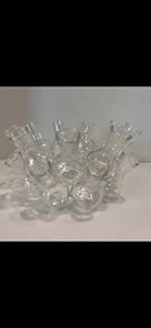Vintage Bud Vase Cluster 2 Tiers Flower Frog 18 Clear Glass Mini Vases - Picture 1 of 6