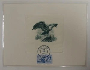 BEP souvenir card B 72 ANA 1984 Proof Eagle on Vignette Green Show cancelled - Picture 1 of 1