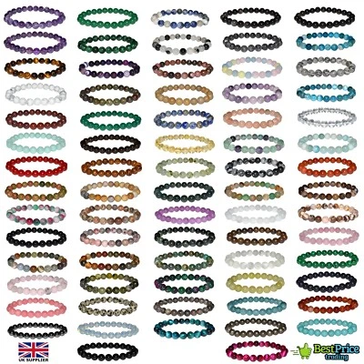 Natural Crystal Healing Chakra Gemstone Bead Bracelet Protection Gem Stone - Image 1 of 4