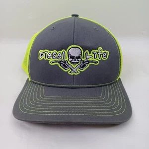 Diesel Life Trucker Hat Snapback Cap Neon Green Embroidery Skull Logo Adjustable - Picture 1 of 9