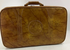 VTG 1983 American Tourister Brown Leather Suit Case Carry On Luggage 22x13x6.5 - Picture 1 of 11