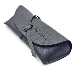 JOHN VARVATOS Designer Black Faux Leather Semi-Hard Sunglasses/Eyeglasses Case - Picture 1 of 11