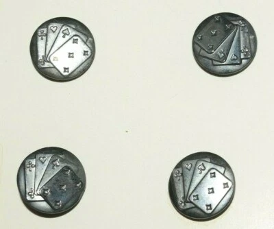 Vintage Art Deco Glass Playing Card Buttons 6 Modernism Couture 1930 Mint - Image 1 of 4