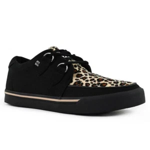T.U.K. A9181 TUK VLK D Ring Creeper Zapatilla Negra Leopardo Lona - Picture 1 of 5