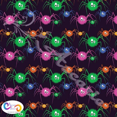 CRAFTY COTTON Spooky Spiders 100% Cotton Digital Spooky Halloween Fabric Patchwork 140cm