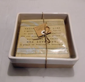 Mud Pie Farm Cocktail Napkin Holder-Napkins 5"x5", Caddy 6 1/4"x6 1/4" - Picture 1 of 2