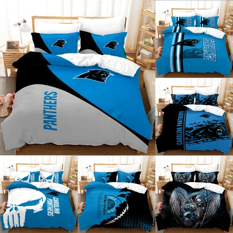 Carolina Panthers 3Pcs Bedding Set Cotton Blend Duvet Comforter Cover Pillowcase Cover
