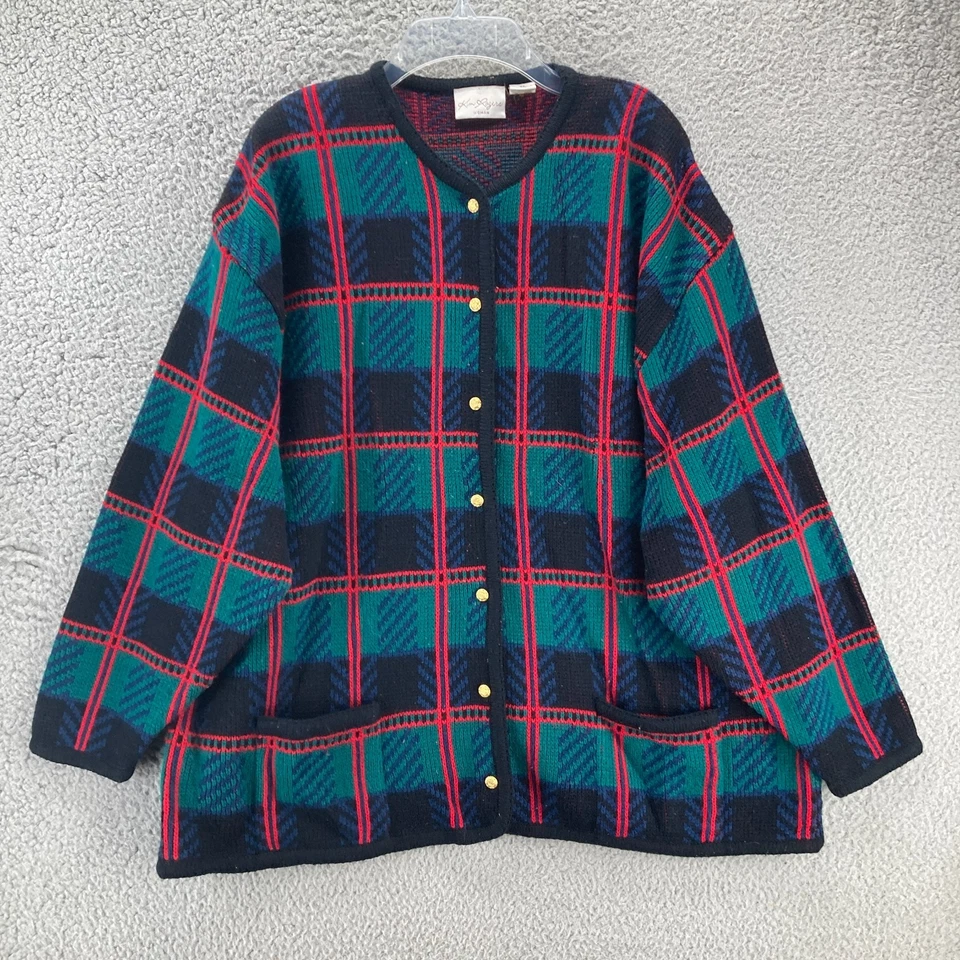 Kim Rogers Cárdigan Suéter Mujer 3X Pequeño Negro Rojo Verde Vacaciones Navidad Foto 1 de 4