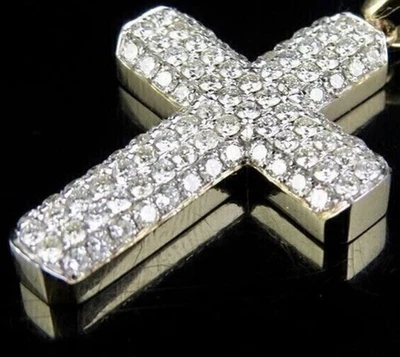 Colgante con racimo cruzado personalizado de oro amarillo de 14 quilates corte redondo cultivado en laboratorio/diamante CVD Foto 1 de 4