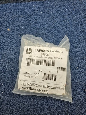 (QTY 5) Lawson Products 57505: 1/4 x 1/4 Psh соединительный латунный штекерный разъем - Изображение 1 из 4