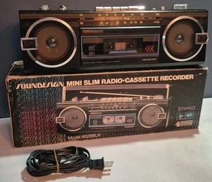 Vintage Soundesign Boombox model 4628BLK AM/FM Cassette Player *Please Read* - Picture 1 of 23
