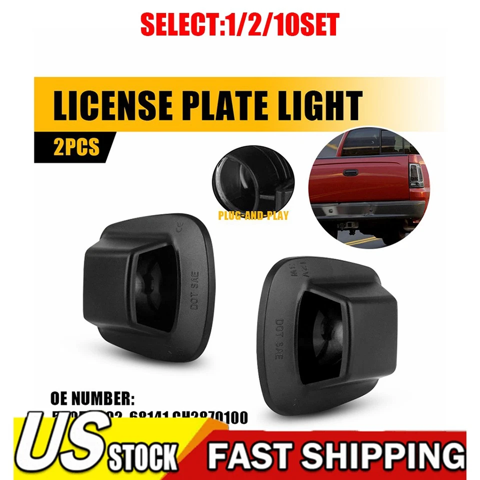Black Rear License Plate Tag Light Cover For Dodge Dakota Mitsubishi Raider 1~10 - Image 1 of 4